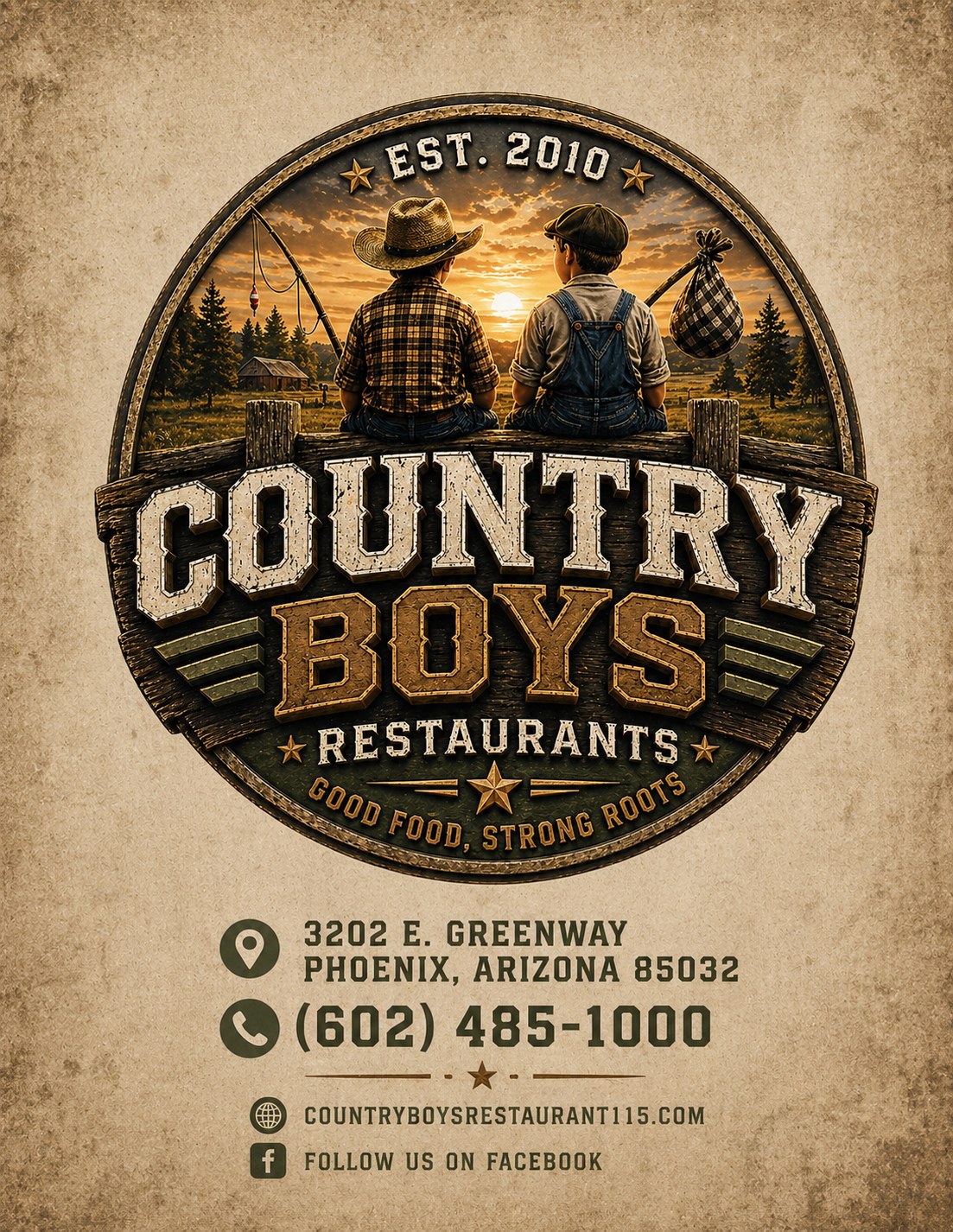 Complete Country Boys Restaurants logo — Good Food, Strong Roots